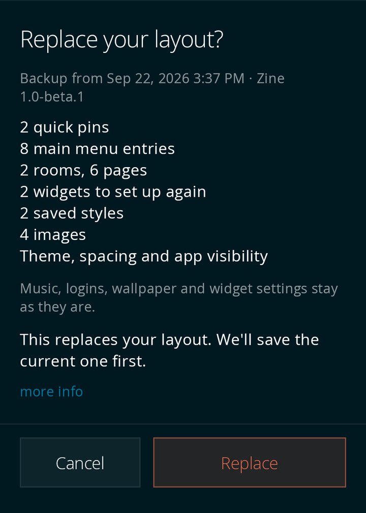 The restore confirmation listing what the backup holds