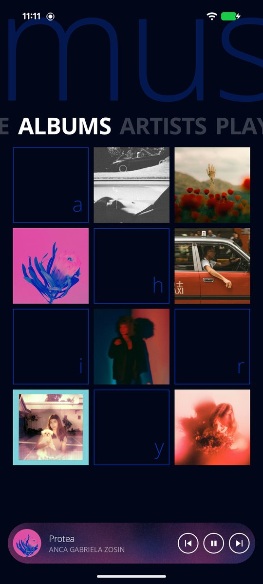 Zine album grid in dark mode